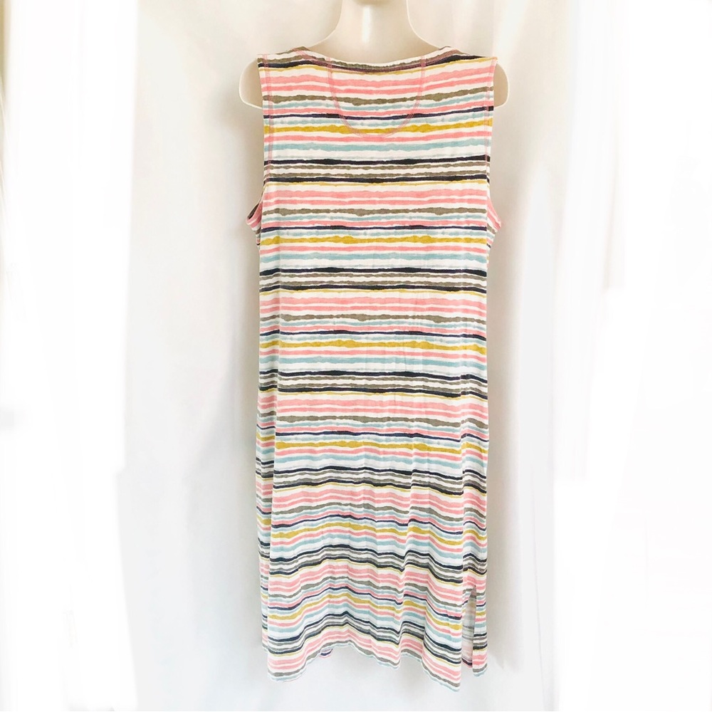 T by TALBOTS Striped Henley Sleeveless T Shirt Dress - Picture 8 of 11